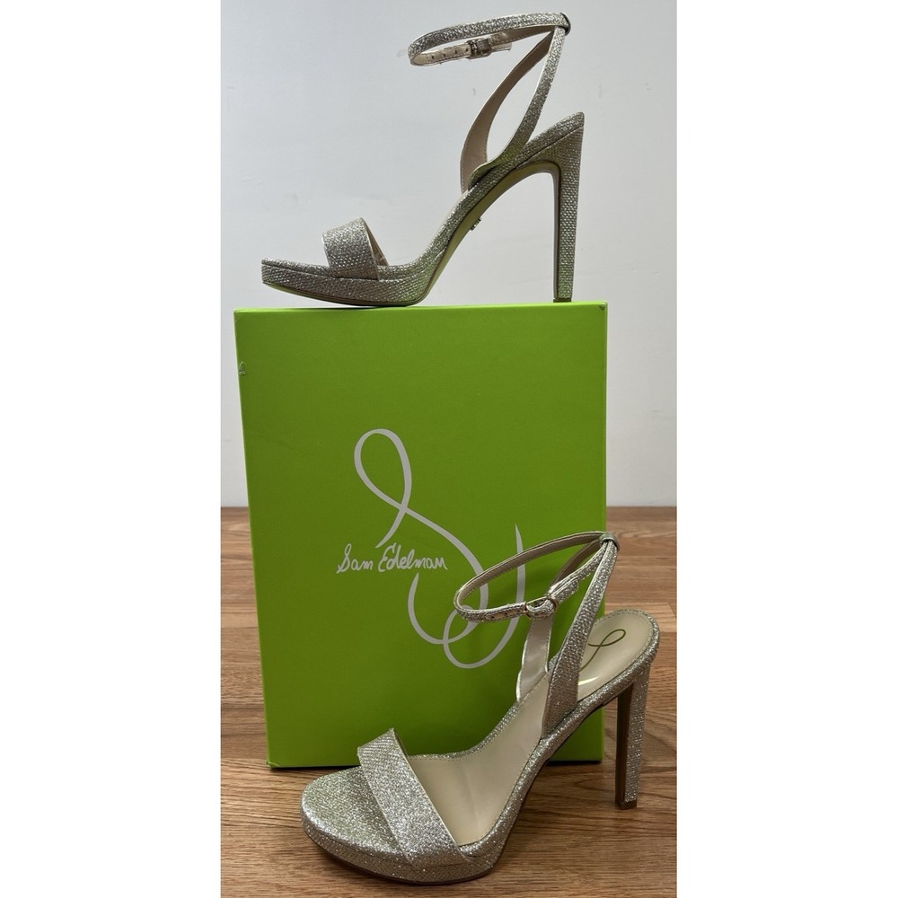 Sam Edelman Jade High Heels Women's Size 7.5 in Jute Glammesh NEW Bling Stiletto